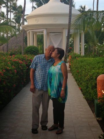 A kiss by the gazebo